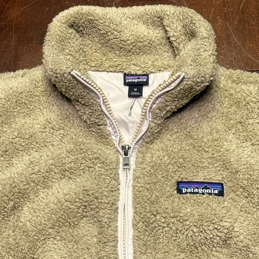 Patagonia Los Gatos Fleece Vest Women Medium Tan Sherpa Full Zip High pile
